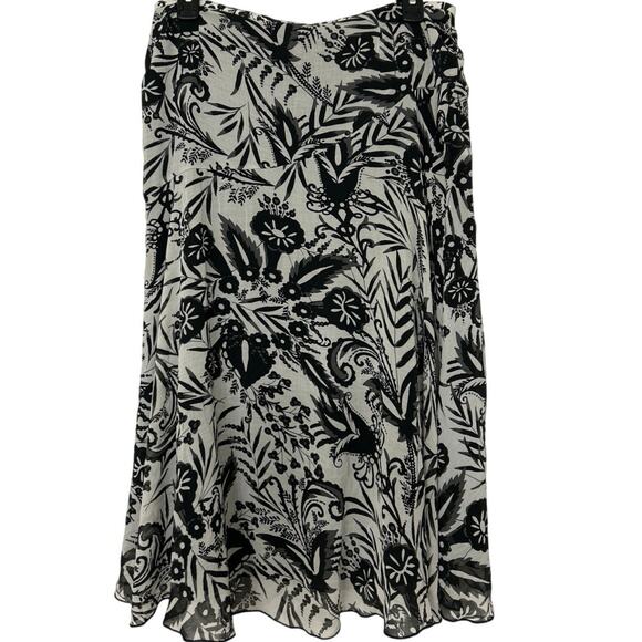 Apt 9 Y2K White & Black Floral Asymmetrical Ruffle Hem Midi Skirt Whimsigoth 10 - Picture 2 of 12